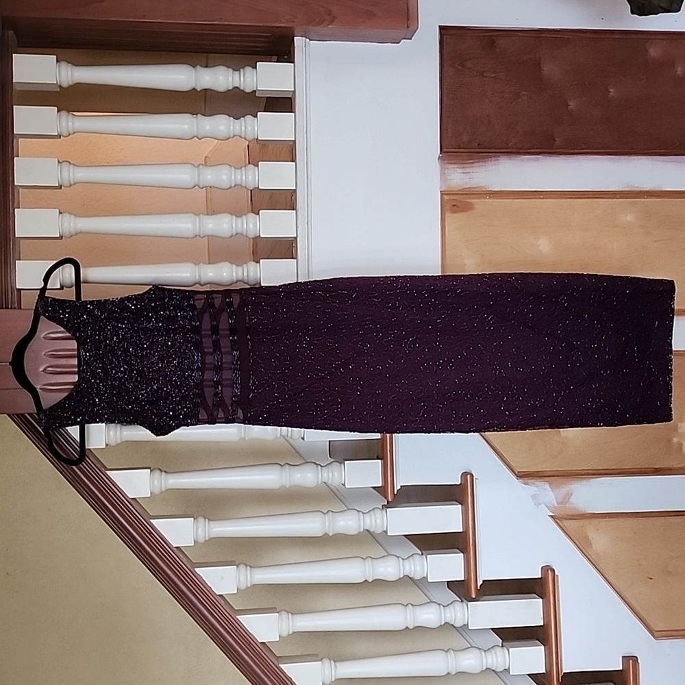 Laurence Kazar Gown 100% Silk Dress size PS plum color beaded VINTAGE - Picture 5 of 17